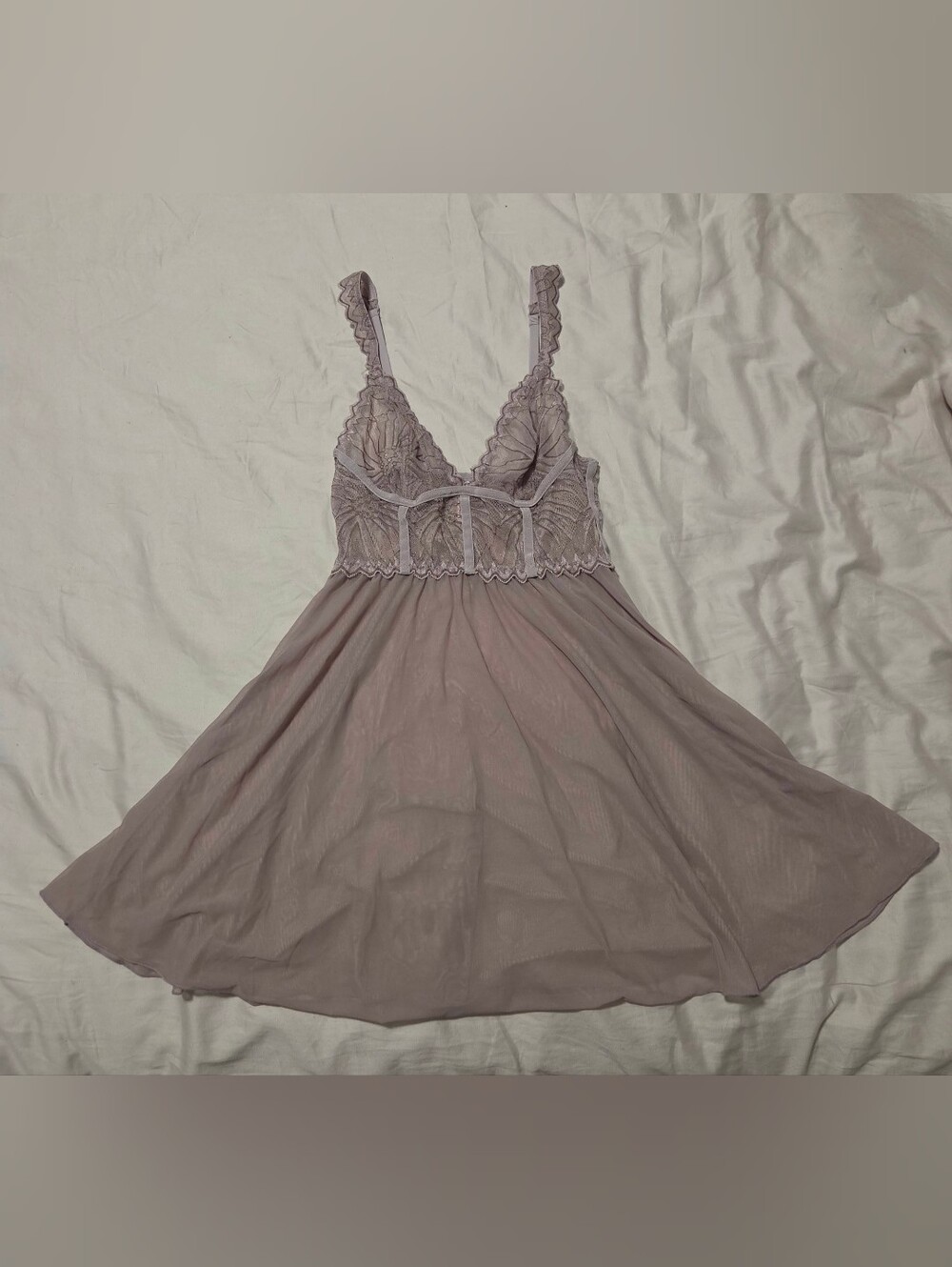 La Vie En Rose Floral Lace and Mesh Babydoll In Dusty Rose - Picture 6 of 11